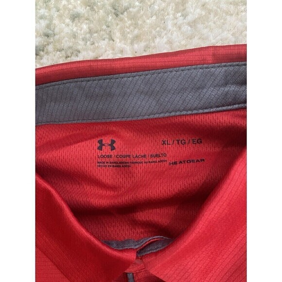 Under Armour Heat Gear Loose Polo Shirt Mens XL Red - Classic, Casual, Work - Picture 3 of 7